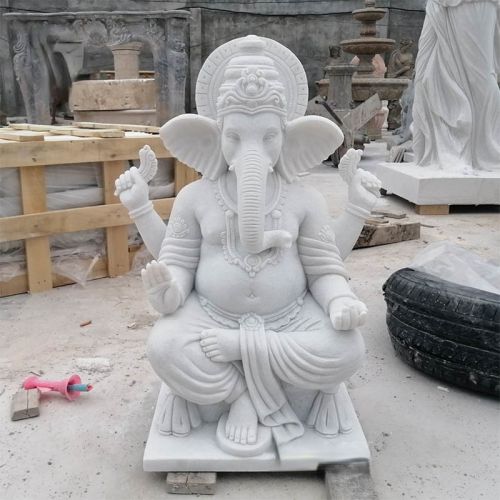 Plain Marble Lord Ganesha Statue, Packaging Type : Thermocol Box