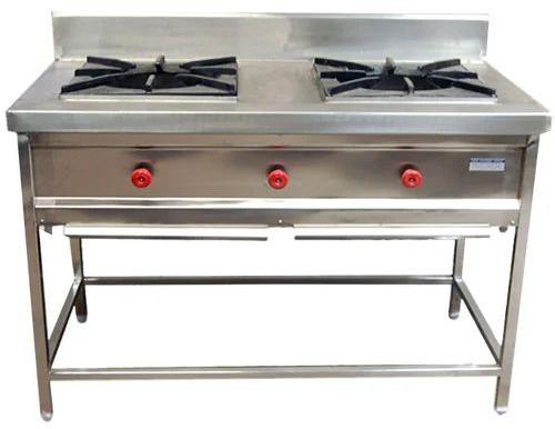 Stainless Steel Two Burner Cooking Range, For Food Making, Junk Food Making, Widely Used, Feature : Easy To Clean