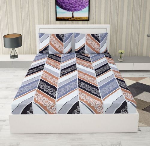 Lumar Days Chevron Motif Polyester Bedsheets, For Home, Hotel, Technics : Machine Made