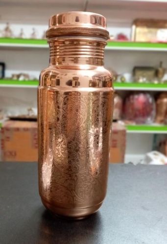 Engraved Copper Water Bottle, Packaging Type : Paper Box