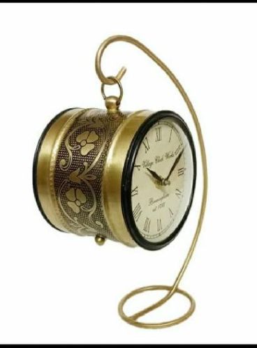 Polished Metal Decorative Clock, For Home, Hotel, Office, Shape : Round