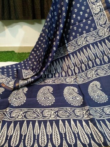 Unstitched Chanderi Silk Saree, For Easy Wash, Pattern : Printed
