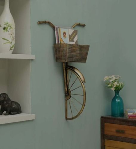 Metal Cycle Wall Decor Basket, For Decoration, Feature : Good Quality, Good Strength, Impeccable Finish