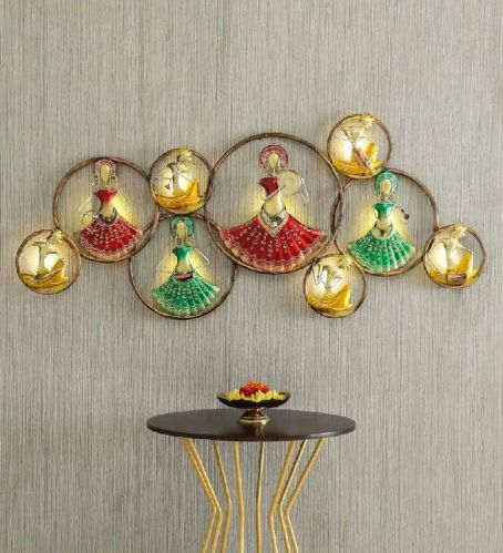 Metal Kalbeliya Ring Dolls LED Wall Art Frame