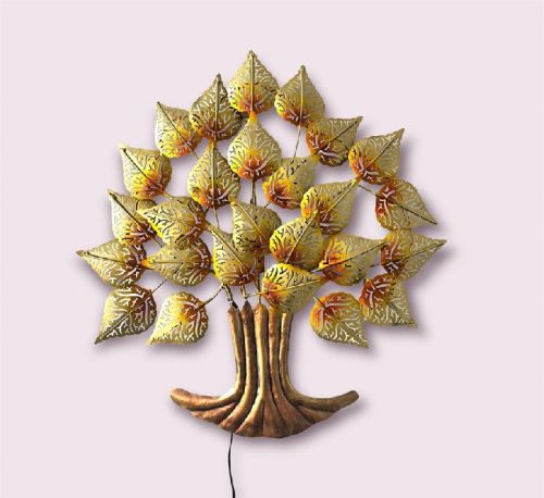 Metal Larch Golden Tree LED Wall Decor Frame