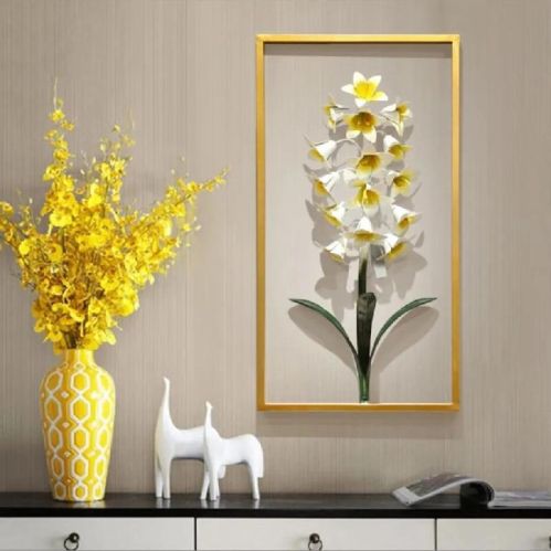 Metal White Flower Wall Decor Frame, For Decoration, Feature : Easy To Fit, Good Quality, Good Strength