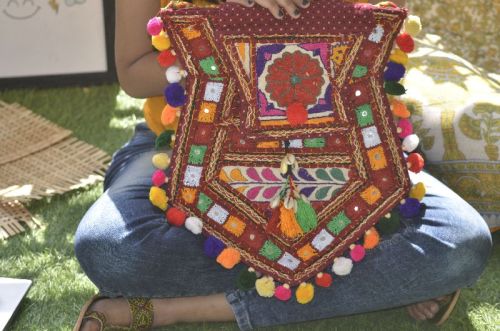 Cotton Printed Ladies Flap Over Handbags, Size : Standard