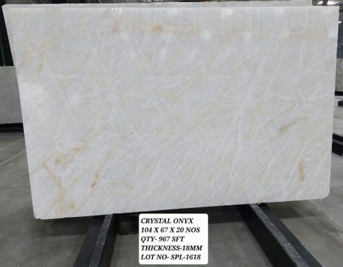 Crystal White Onyx Marble Stone, Size : 104X67X20 Nos