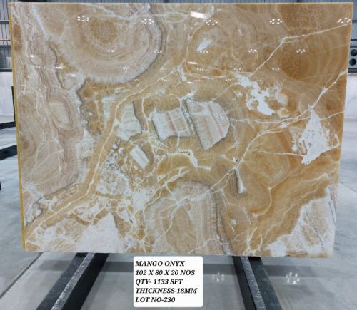 Mango Onyx Marble Stone, Size : 102X80X20 Nos