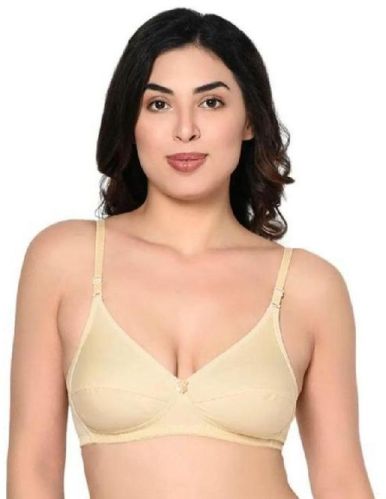 K.M. Mohani Plain Cream Padded Bra, Size : 28, 30, 32, 34, 36