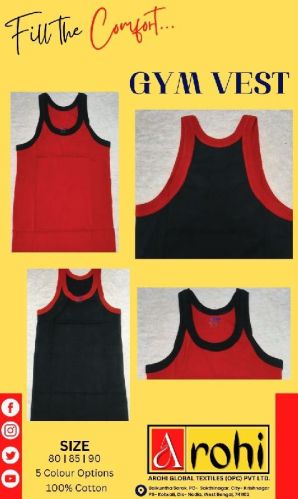 Cotton Self Design Gym Vest, Gender : Male