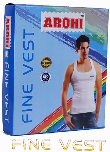  Cotton Plain Premium Vest for Men, Color : WHITE XL