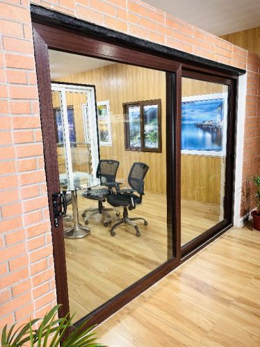 Square 2 Track 2 Panel Sliding Door, For Restaurant, Office, Hotel, Home, Size : Customised