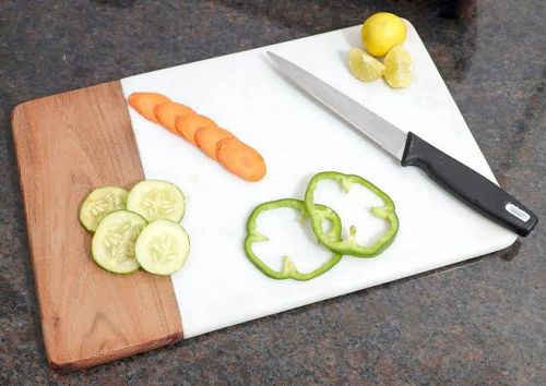 Rectangular Wooden & Marble Chopping Board, For Kitchen, Size : Standard