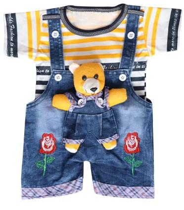 Denim Blue Dungaree Half Sleeves Dress, Gender : Boy