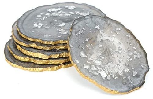 Resin MDF Round Coaster Set, For Tableware, Pattern : Plain, Printed