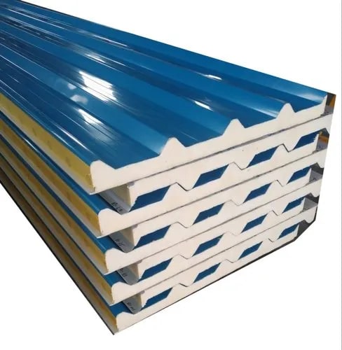 Blue Rectangle Polished PUF Sandwich Panels, For Roofing, Size : Standard