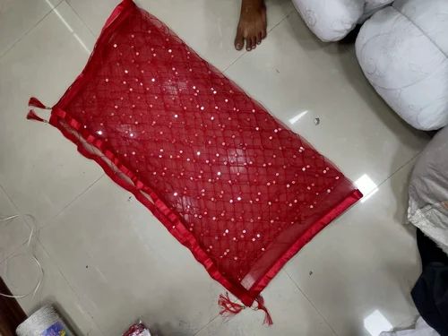 Embroidered Red Net Dupatta, Feature : Comfortable, Skin Friendly