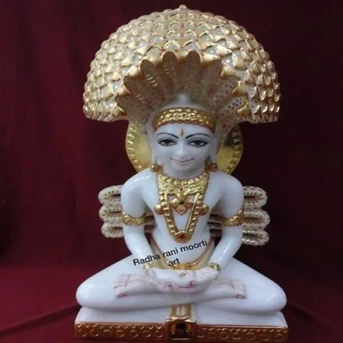 Polished Marble Parshwanath Statue, For Shiny, Dust Resistance, Pattern : Painted