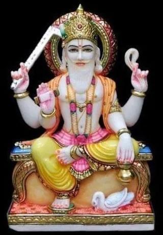Marble Vishwakarma Statue, For Worship, Temple, Pattern : Painted