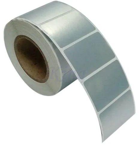 Plain Glossy Polyester Pharmaceutical Barcode Label Roll, Color : Grey