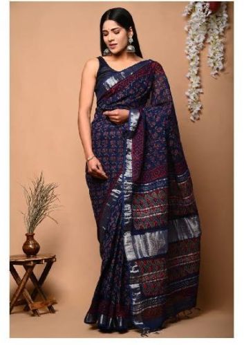 Bagru Hand Block Printed Saree, Occasion : Casual Wear