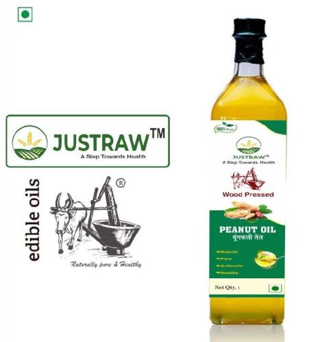 Justraw Wood Pressed Groundnut Oil, For Cooking/skincare/haircare, Packaging Size : 1 Litre