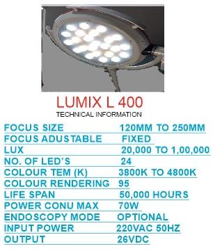 LUMIX L 400 EXAMINATION LIGHT, For Clinical Use, Certification : ISI Certified, Ce Certificate