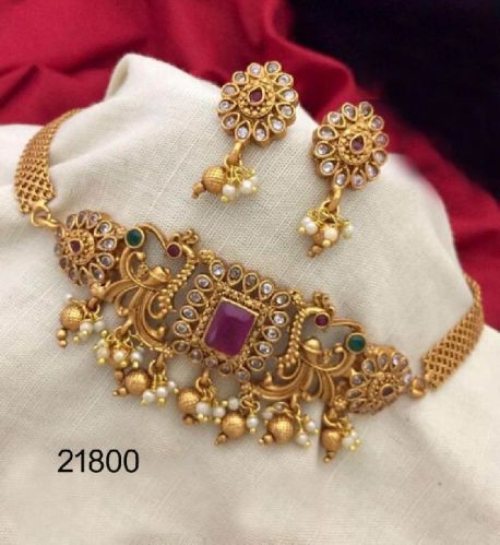 Gold Plated With Stone Neck Set, Style : Common