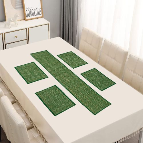 Rectangular Korai Grass Madurkathi Table Mat Set, For Restaurant, Hotel, Home, Size : Multisizes