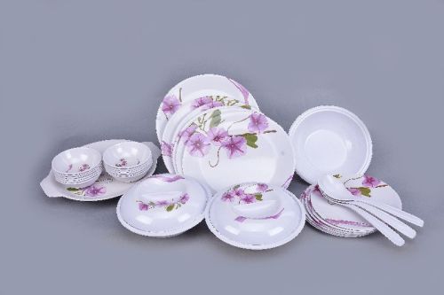 Round Polished Melamine Dinner Set, For Restaurant, Hotels, Home, Color : White