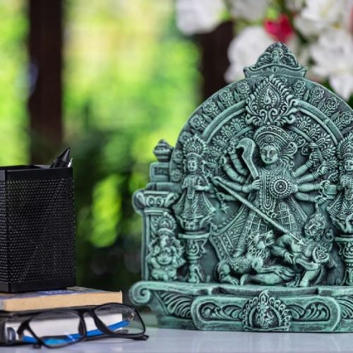 Matt Handcrafted Terracotta Durga Idol, For Outdoor Use, Indoor Use, Decoration, Portable Style : Standing