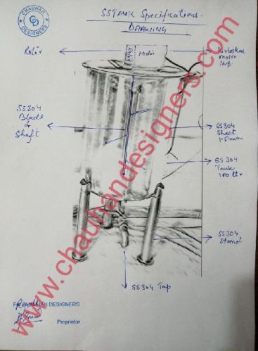 SS304 Mixer - Dialysis Powder, Certification : ISO 9001:2008