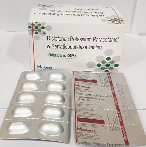 Diclofenac Potassium 50mg+Paracetamol 325 Mg + Serratiopeptidase 10mg Tablet