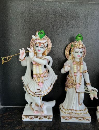 Makrana Marble Radha Krishna Statue, For Etc.