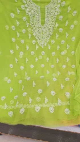 Georgette Chikankari Dress Material, For Making Ladies Garments, Feature : Comfortable, Easy Washable