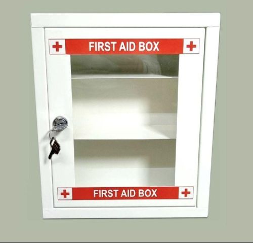 Polished Shiny White Metal First Aid Box for Medical Use