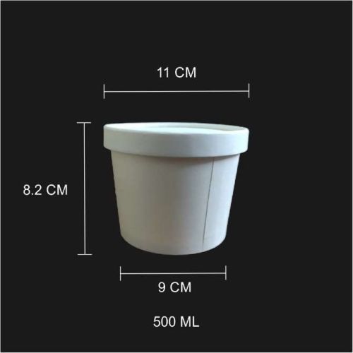 500 ML Paper Container With Lid, For Food Packaging, Shape : Round