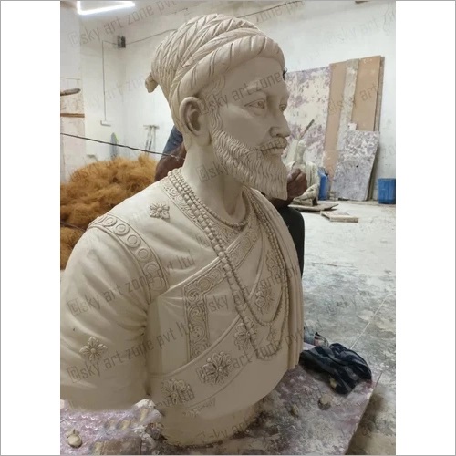 White Polished Fiber Shivaji Maharaj Statues, For House, Garden, Circle, All, Style : Human Figurine