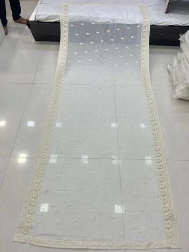 Virat Export Embroidered Lucknowi Georgette Dupatta, Work : Embroidery