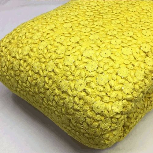 Virat Export White Embroidered Net Fabric, For Garments, Specialities : Anti-Static