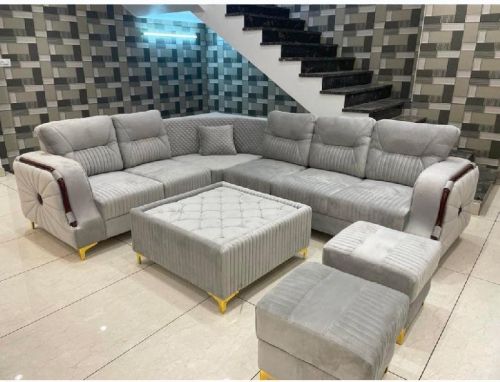 Wood Febric L Shape Sofa Set, For Home, Size : Standerd