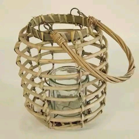 Rattan Lantern With Glass For Decoration