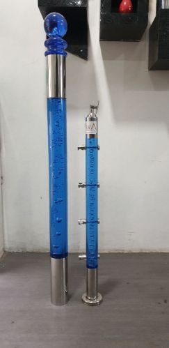 Multi Color Polished PMMA (Acrylic) 4 Knob Baluster, For Railing