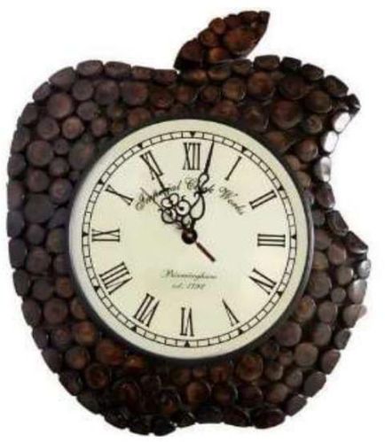 Apple Shape Wooden Roman Wall Clock