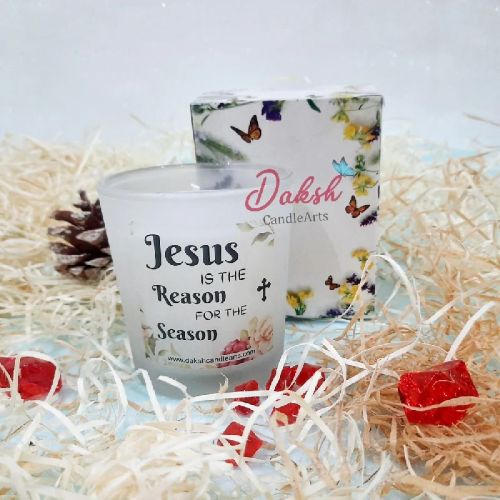 White Daksh CandleArts Round Polished Unscented Frosted Jar Candle, For Lighting, Decoration