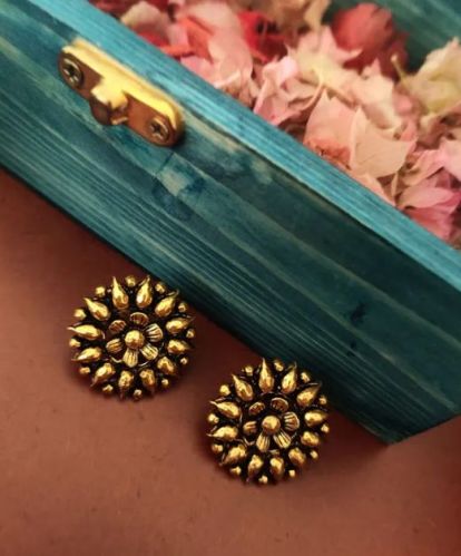 Gold Plated Sunflower Stud Earrings, Gender : Female