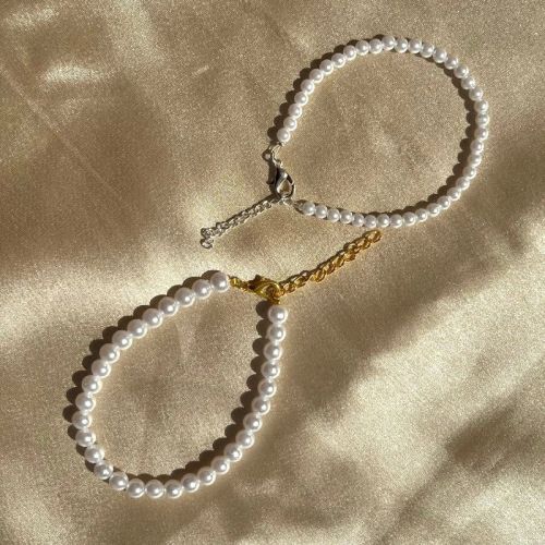 Polished Silver Plated Pearl Bracelet, Feature : Attractive Pattern, Fine Finished