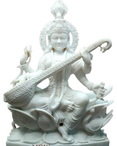 Polished Marble Saraswati Mata Statue