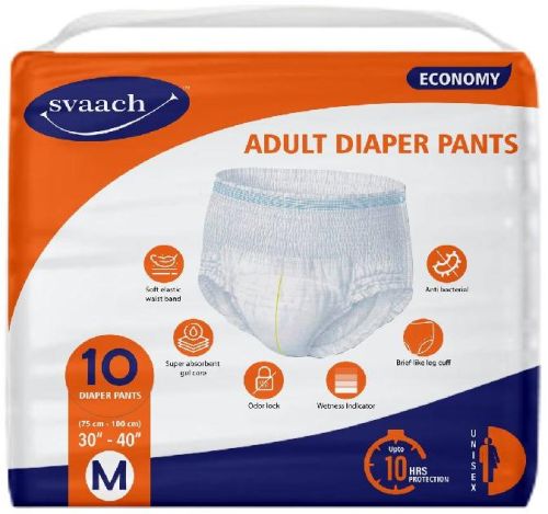 Svaach Economy Adult Diaper Pants Medium10s, Feature : Pull Up Style